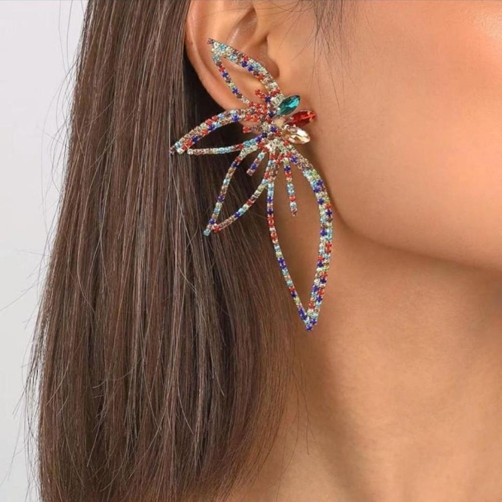 Brand New Rainbow Colour Rhinestone Earrings